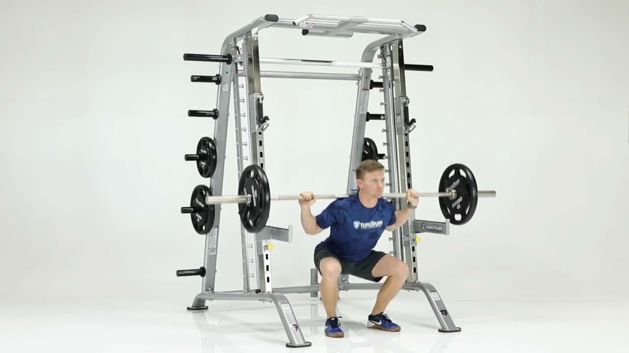 TuffStuff CSM-600 Smith Machine Half Cage Combo - YouTube