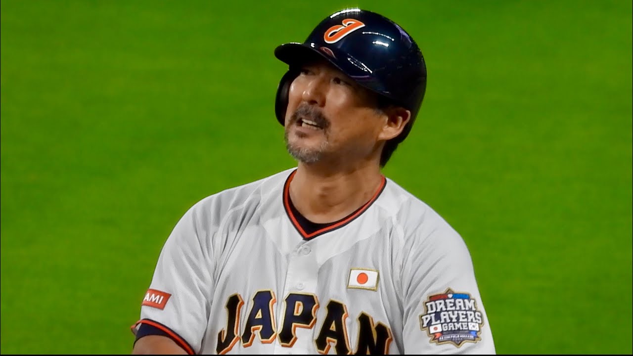 日韓OB戦でぶっ放す小笠原道大と内川 日韓ドリームプレイヤーズゲーム