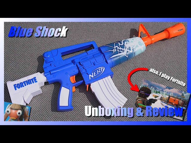 Nerf Fortnite Blue Shock Unboxing & Review (also, I play Fortnite