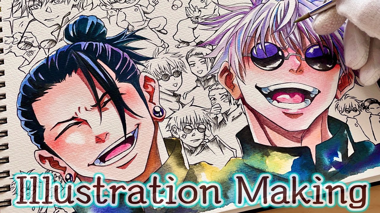 最強の二人”【呪術廻戦】五条悟・夏油傑描いてみた！【アナログ・水彩