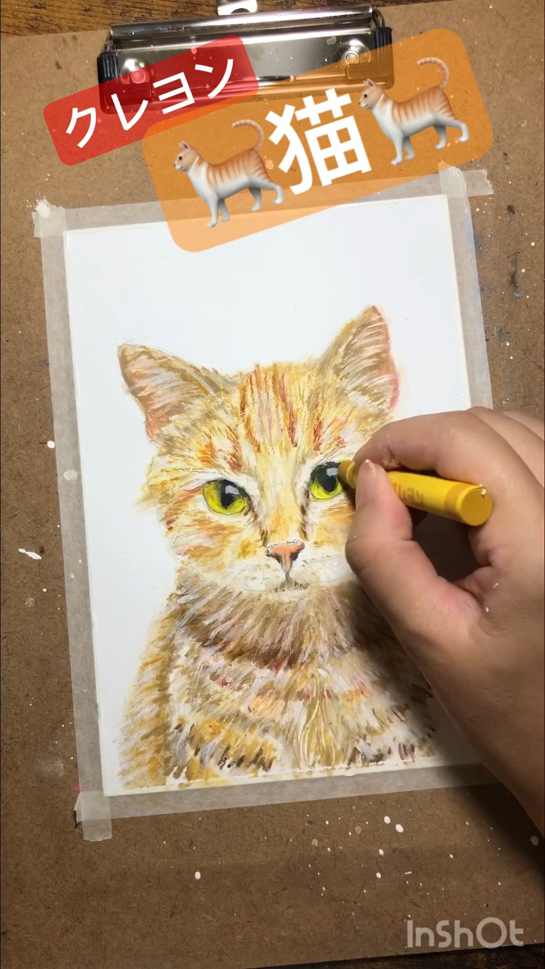 クレヨンでリアルな猫を描いてみた😺😻 - YouTube