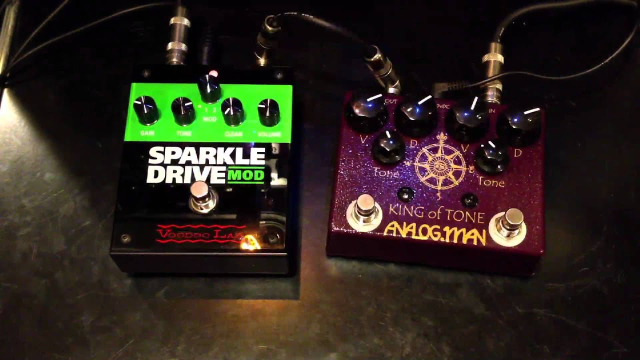 Voodoo LAb Sparkle Drive Mod vs analog Man King of Tone V4 - YouTube