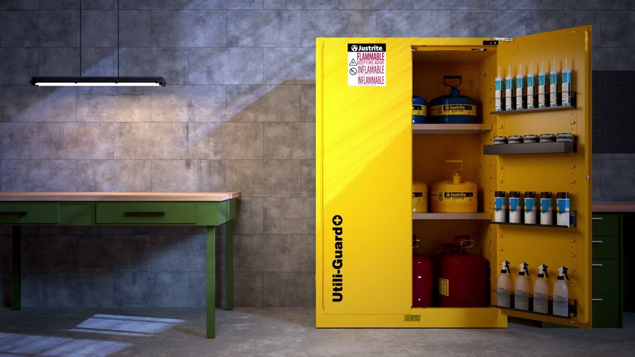 60 Gal Yellow Flammable Safety Cabinet | 2 Self-Close Doors