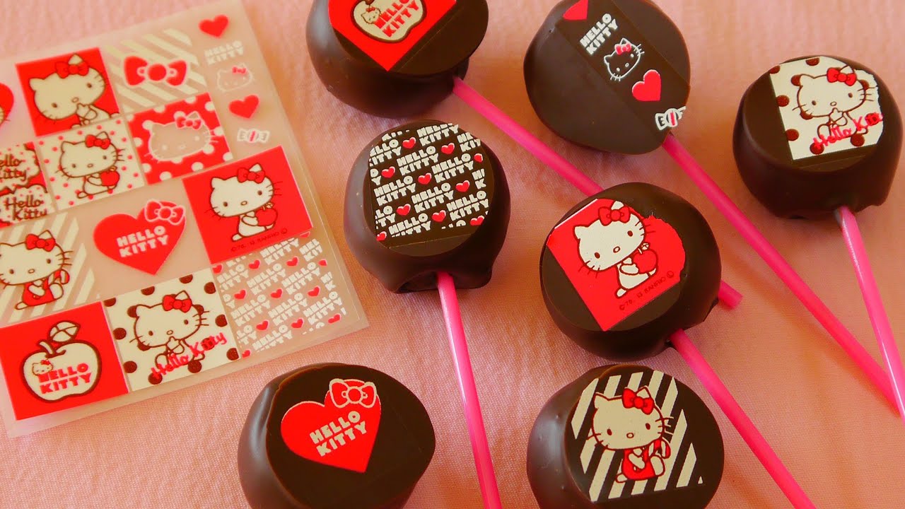 HELLO KITTY Chocolate Transfer sheet Cakepops for Valentine's Day