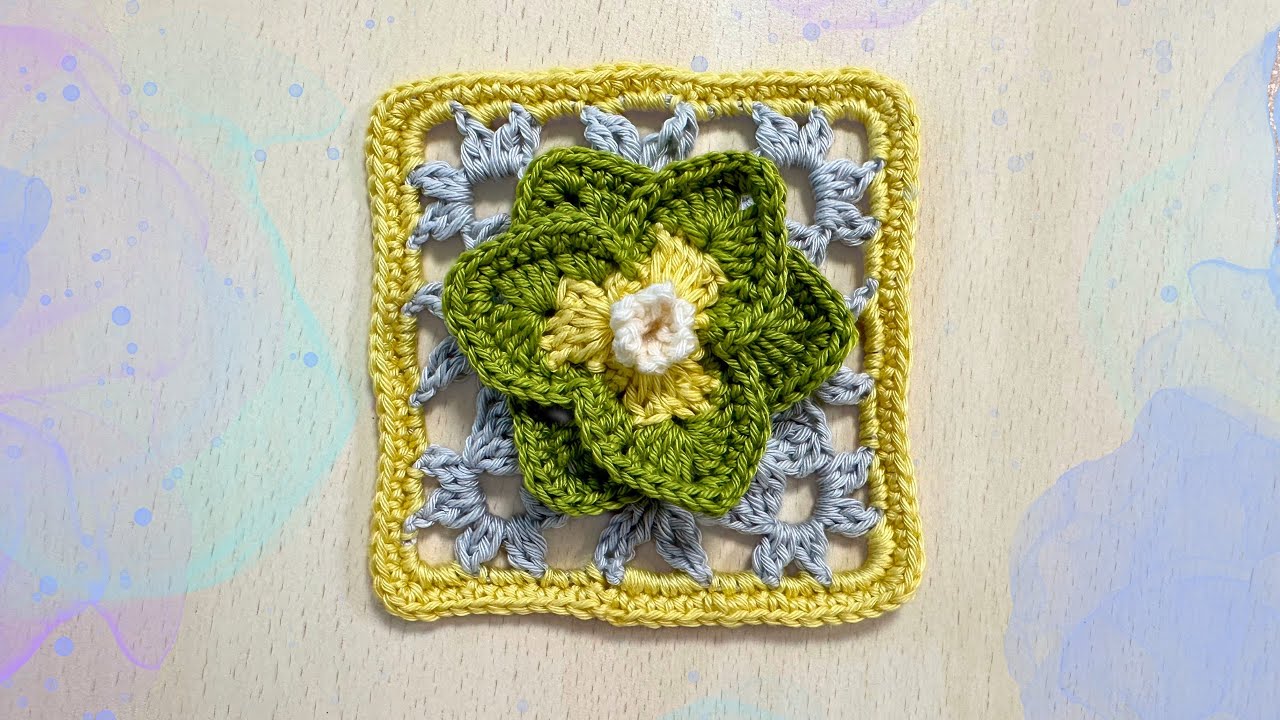 how to Crochet 3d flower granny square pattern Freesia turn flower