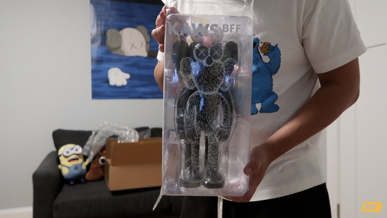 KAWS BFF black edition figure unboxing video - YouTube