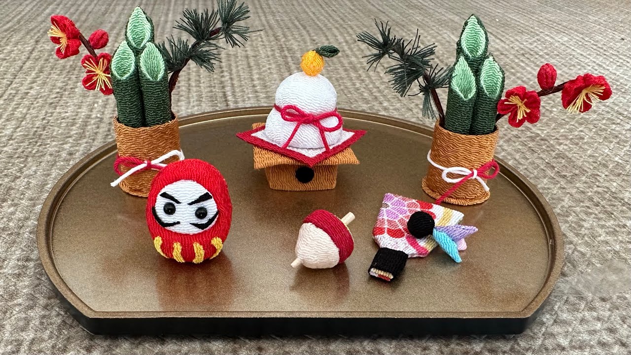 ちりめん細工】正月飾り作ってみた - YouTube