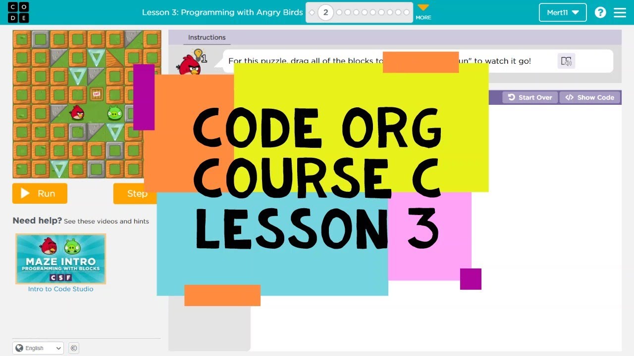 Code.org Course C Lesson 3 Programming with Angry Birds - Express