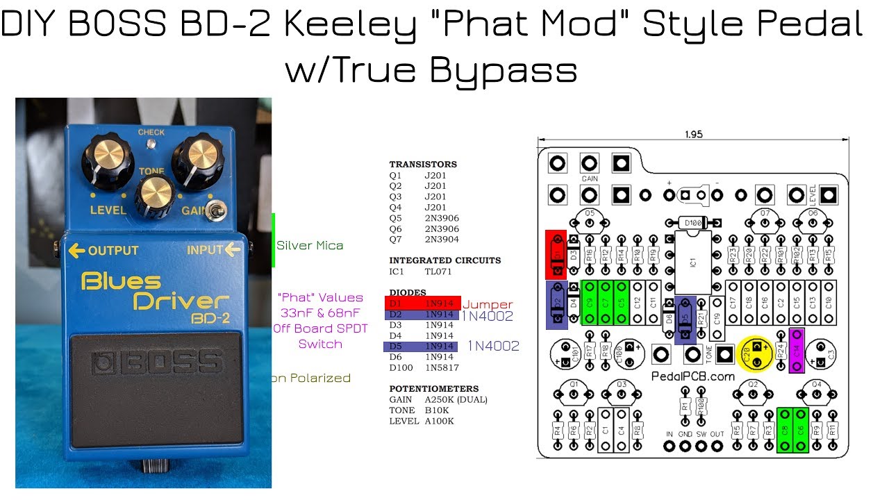 DIY Keeley Phat Mod Pedal Retrofitted in a BOSS BD-2 Enclosure
