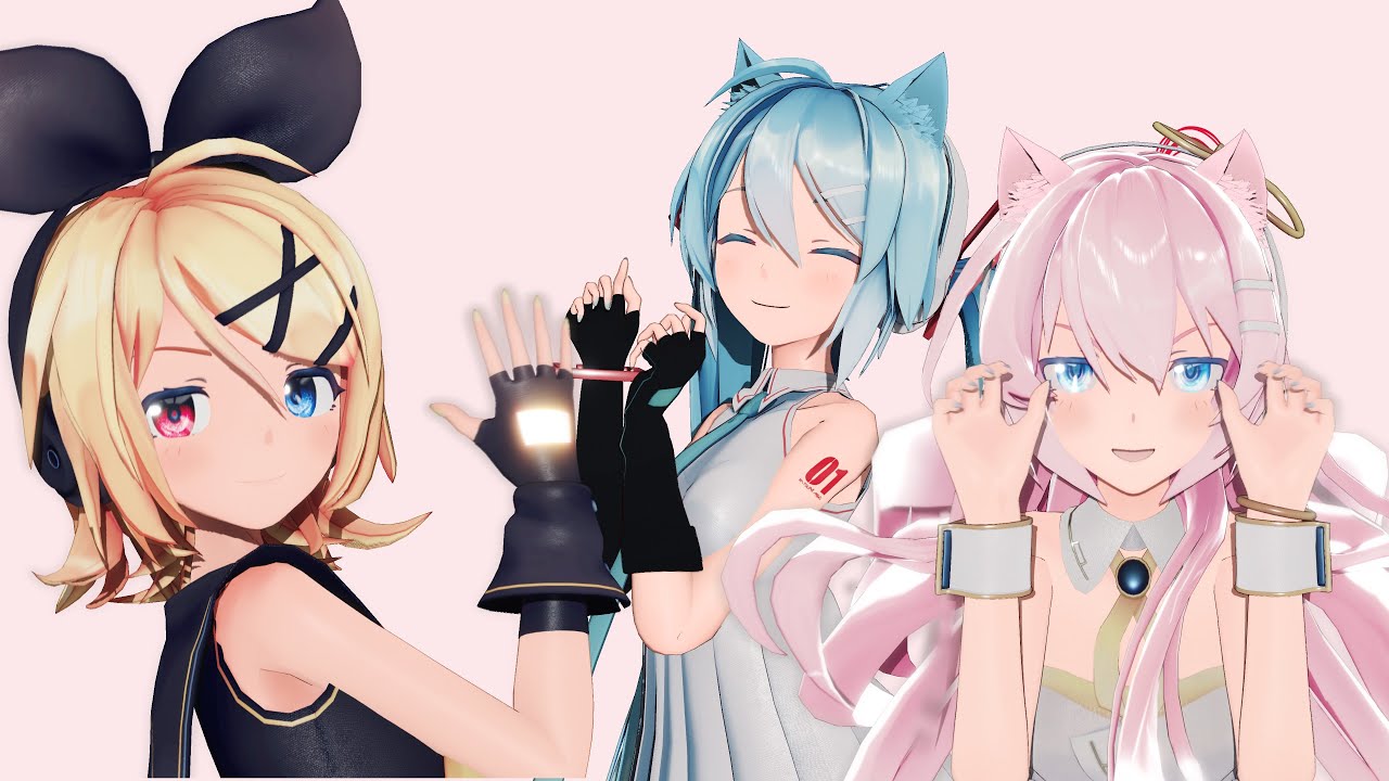 MMD] papatutuwawa Sour式鏡音リン×初音ミク×巡音ルカ - YouTube