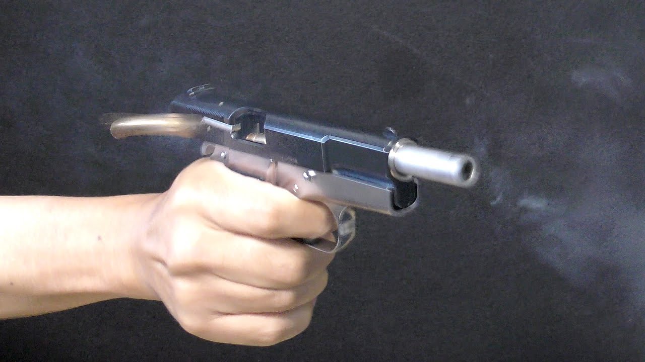 I tried shooting the Marushin [Browning Hi-Power] firing model gun
