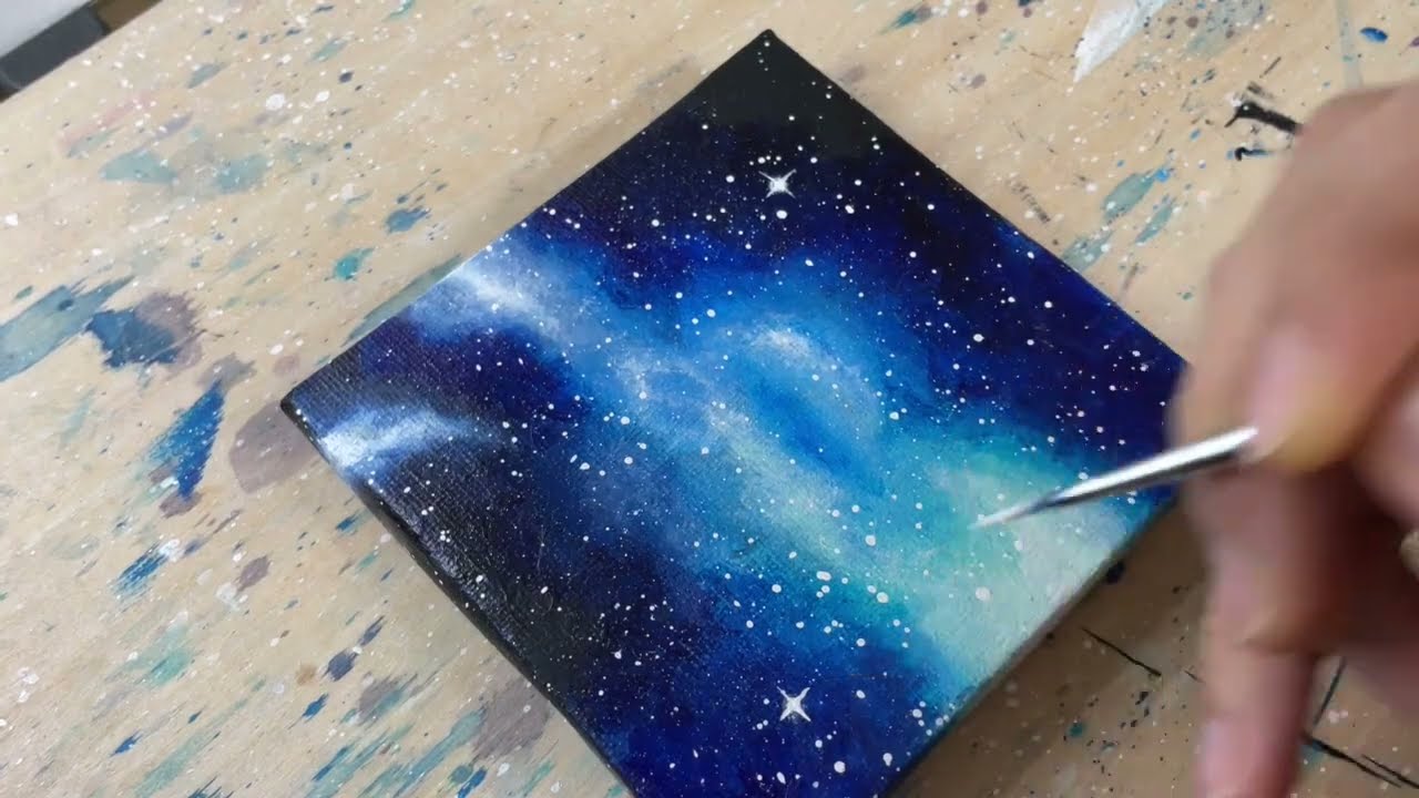 深海のような宇宙をアクリル絵の具で描く｜メイキング｜Draw a