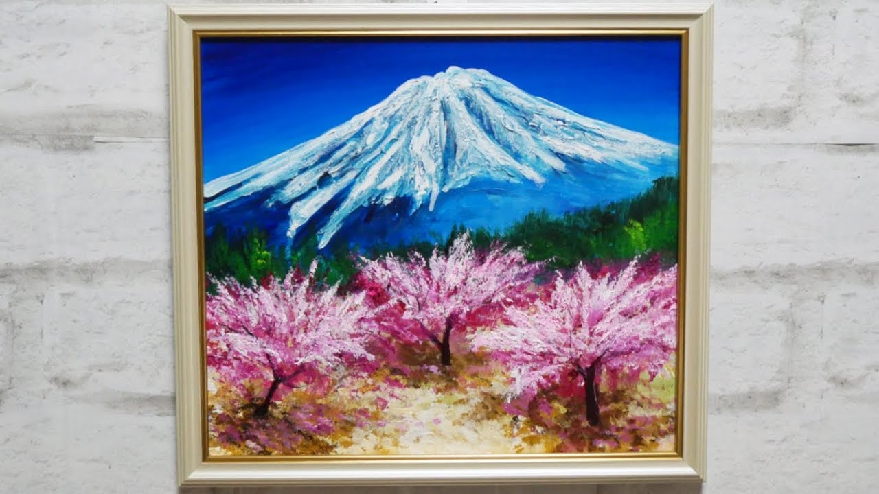 油絵】春の富士山 - YouTube