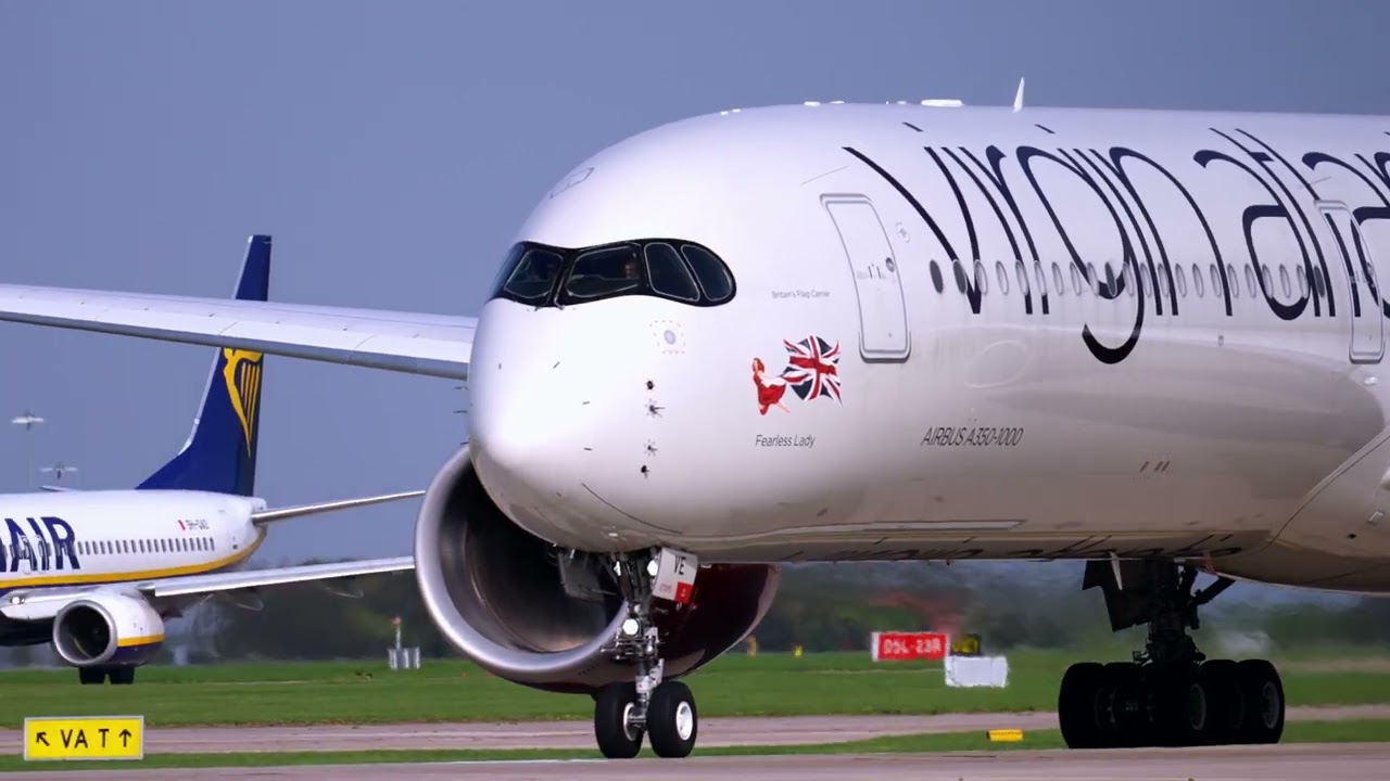 4K] Virgin Atlantic A350-1000 take off #a350 #manchesterairport