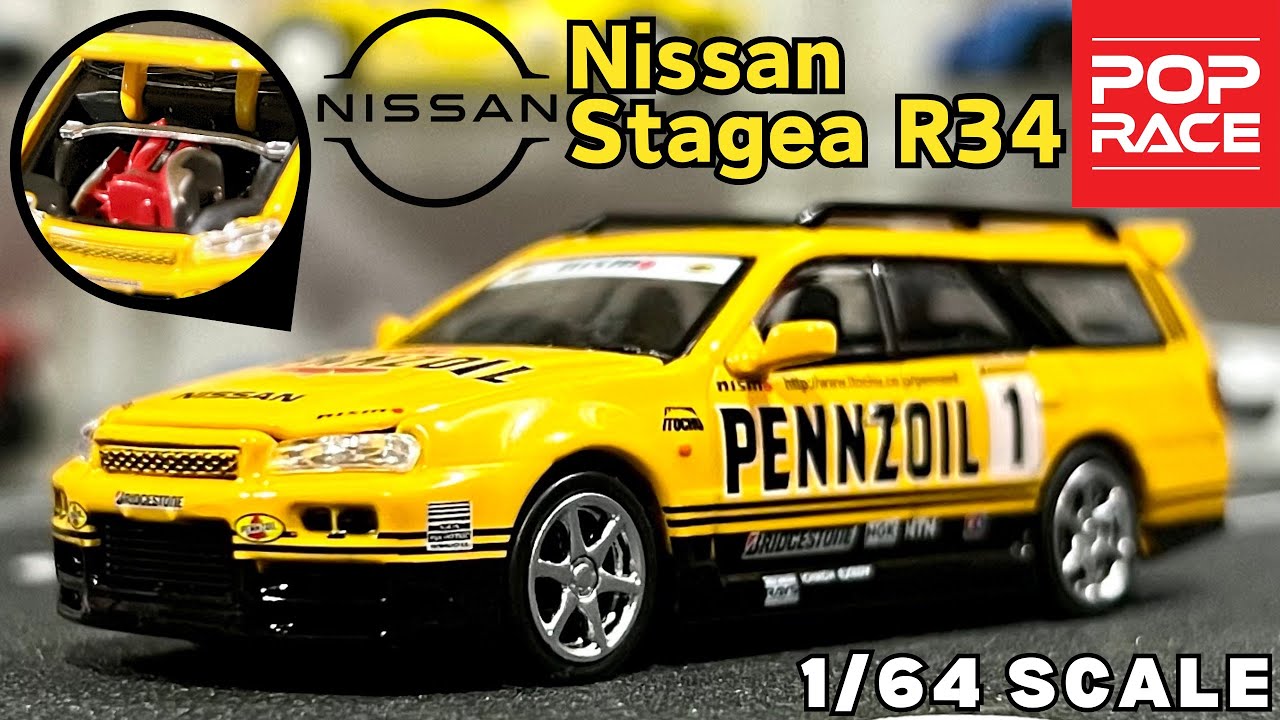 Unboxing 1/64 Scale Pop Race Nissan GTR R34 Stagea | Pennzoil