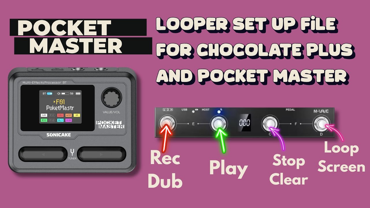 POCKET MASTER + CHOCOLATE M-Vave external footswitch SETUP - YouTube
