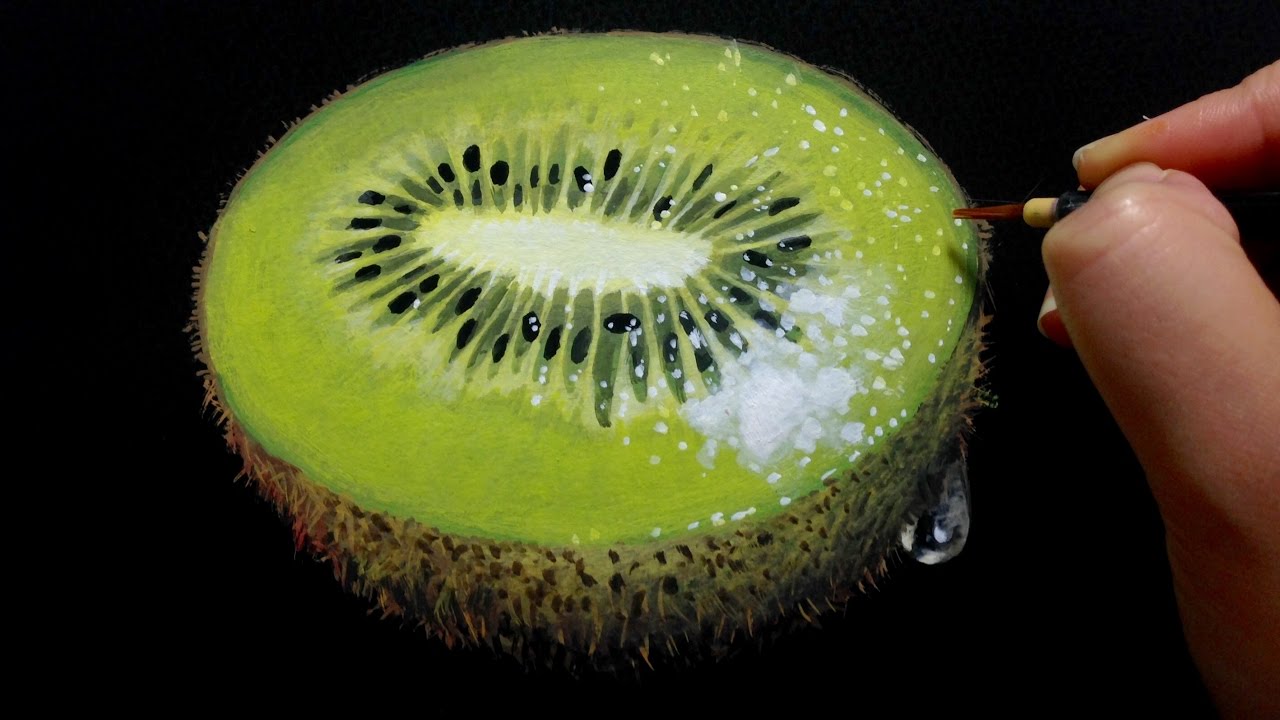 How to draw kiwifruit - YouTube