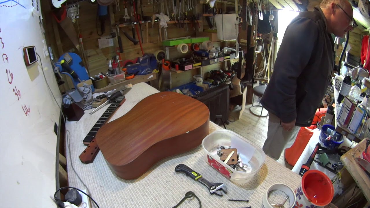 Baby Taylor headstock repair - YouTube