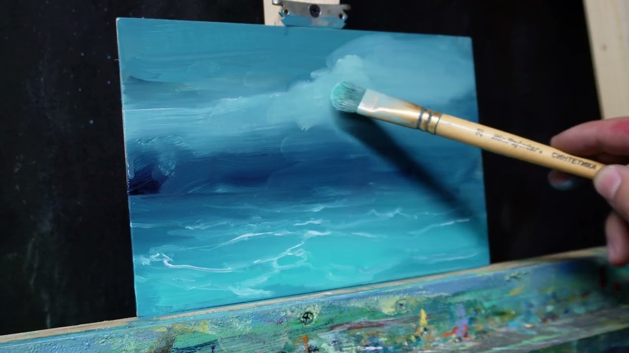 油絵】空と白いお花畑 #油彩画 #芸術 #油絵 #絵 #絵画 #アート #art