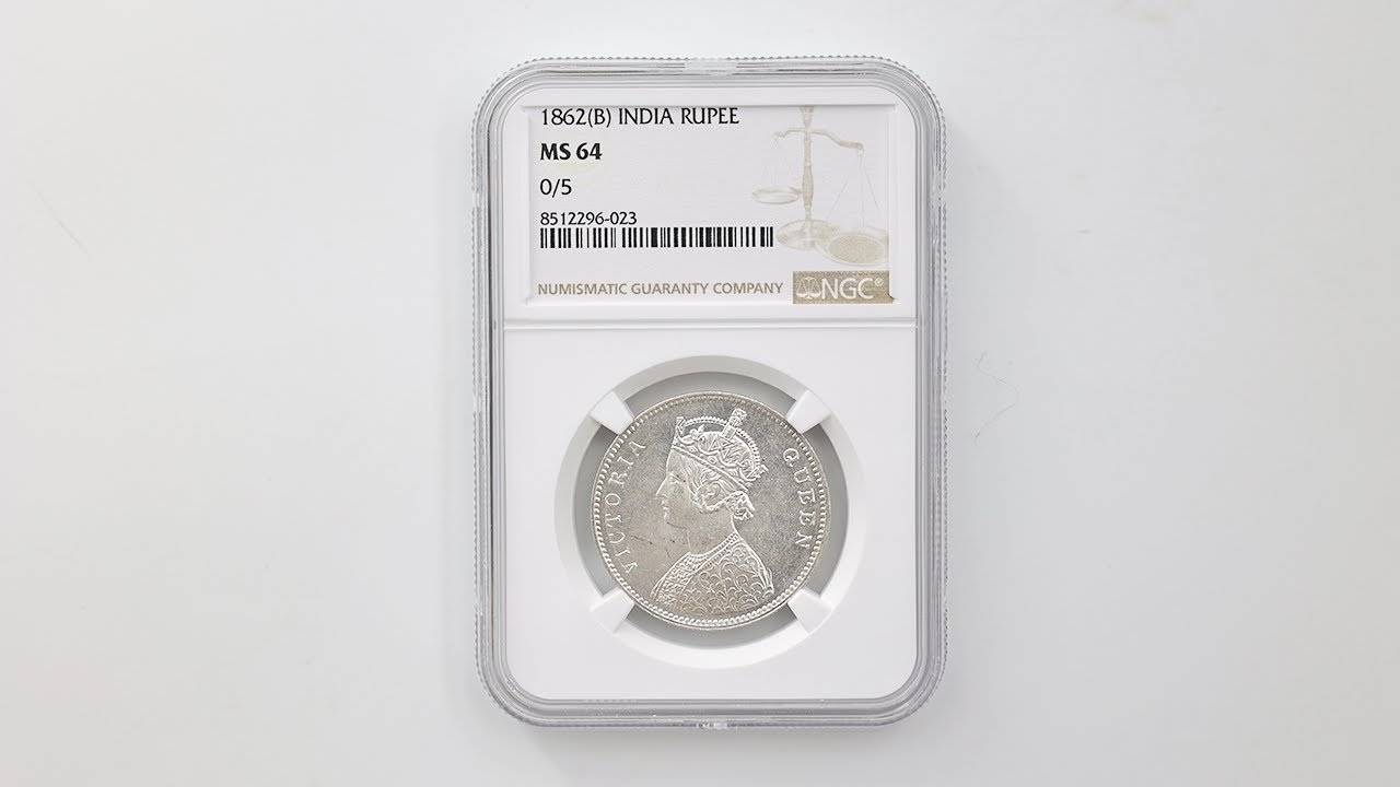 1862(B) イギリス領インド ヴィクトリア女王 1ルピー 銀貨 NGC MS 64