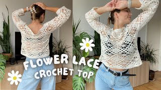 🌸 CROCHET FLOWER TOP | step-by-step beginner friendly pattern