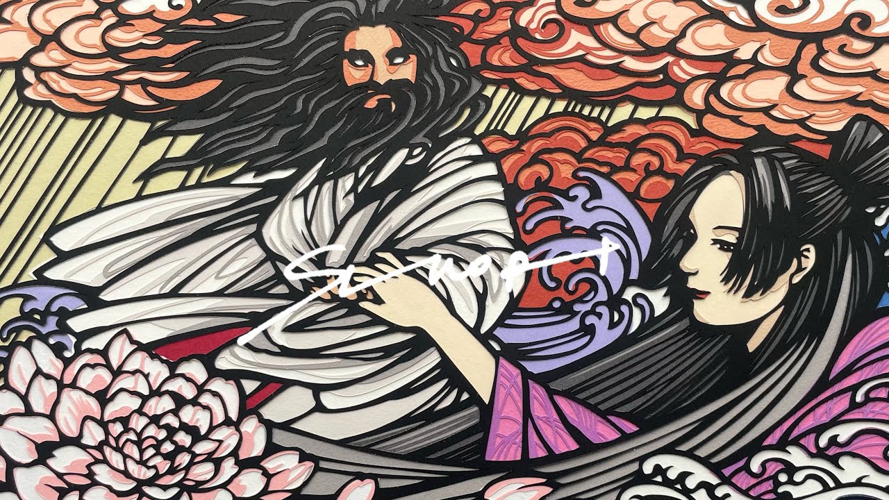 フルオーダー切り絵】仙台八坂神社 大判切り絵御朱印原画【paper cut