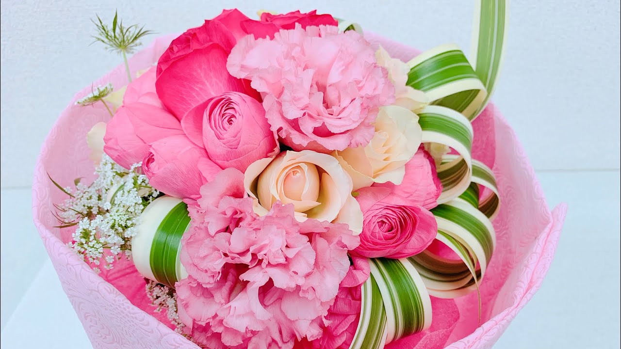 花束制作&ラッピング】ラナンキュラス、バラを入れた超プリティーな