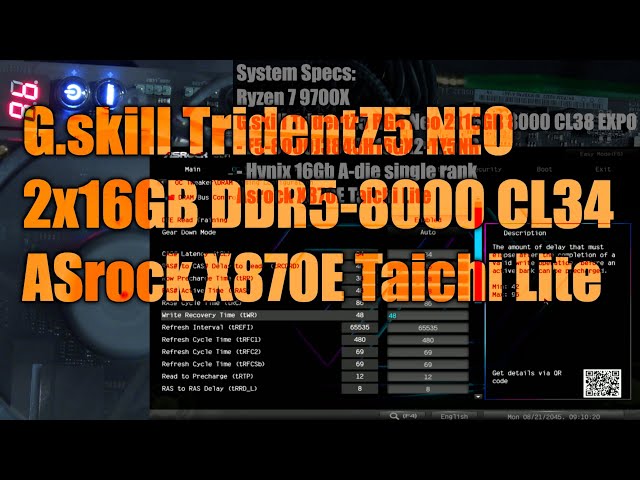 Asrock X870E Taichi Lite // G.skill TridentZ5 Neo // DDR5-8000