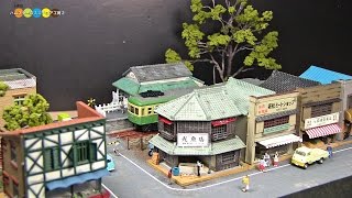 Diorama - A shopping street in front of a train station ミニチュア