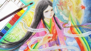イラスト・絵画「かぐやひめ」を描きました。 - エイミーのアトリエ