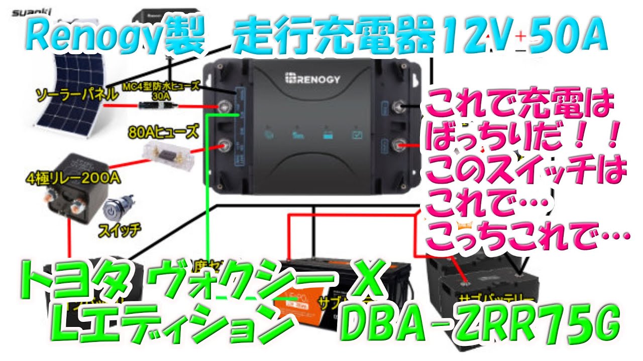 Renogy製 走行充電器12V 50A内蔵走行充電器を取り付けてみた。4極
