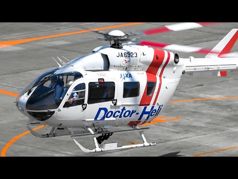 ヘリコプター 【 飛行検査 エンジンスタート ～ 】 Kawasaki BK117 C-2