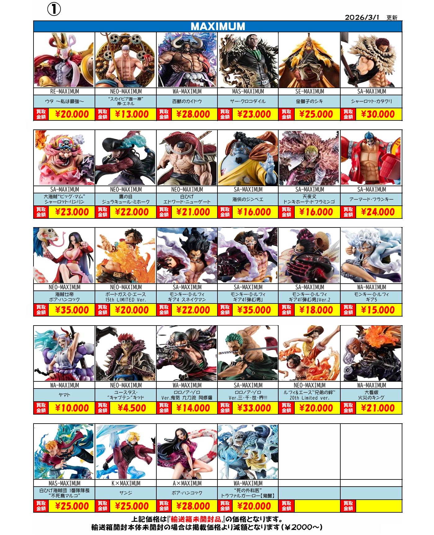 佐原東店】☆ワンピース P.O.P買取リストはこちら☆ – ゲーセンもある