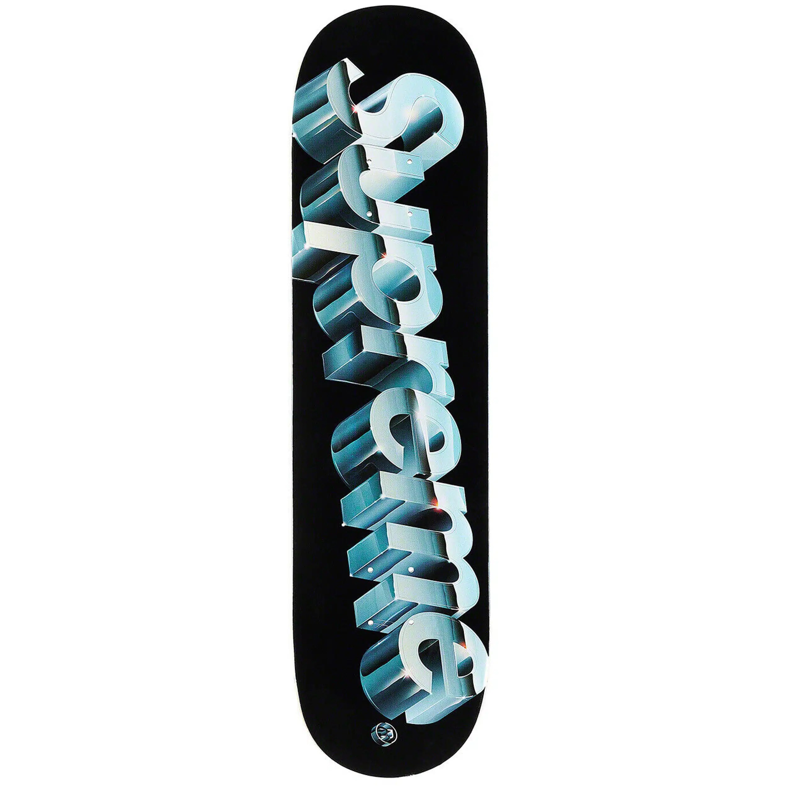 Supreme Chrome Logo Skatedeck (Black) • CuratedBySey.com