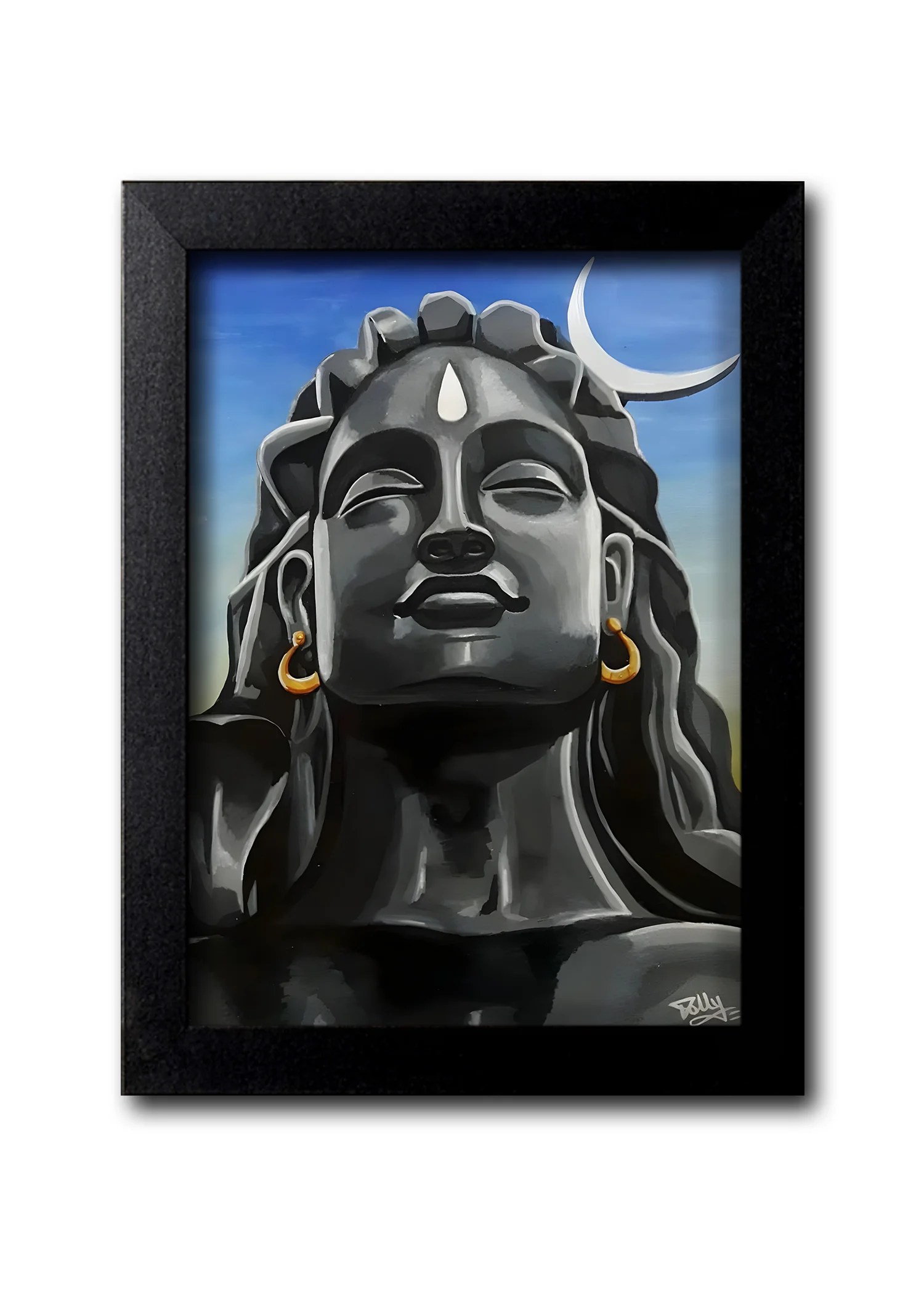 Blue Nexus Adiyogi Shiva A4 Wall Frame | Sacred Divine Meditation