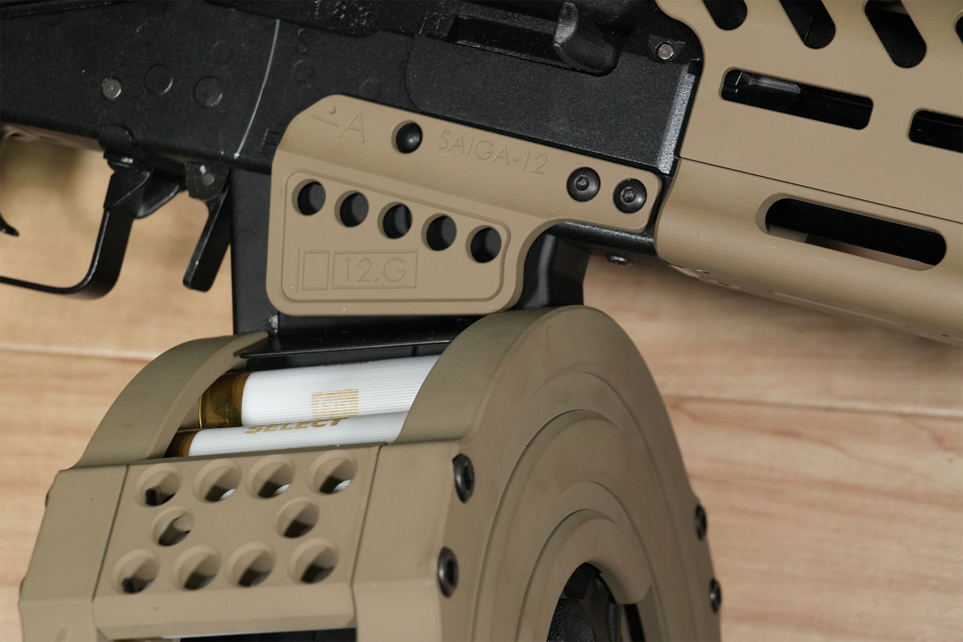 ITP airsoft 東京マルイ SAIGA 12K用ドラムマガジンキット（FDE）の