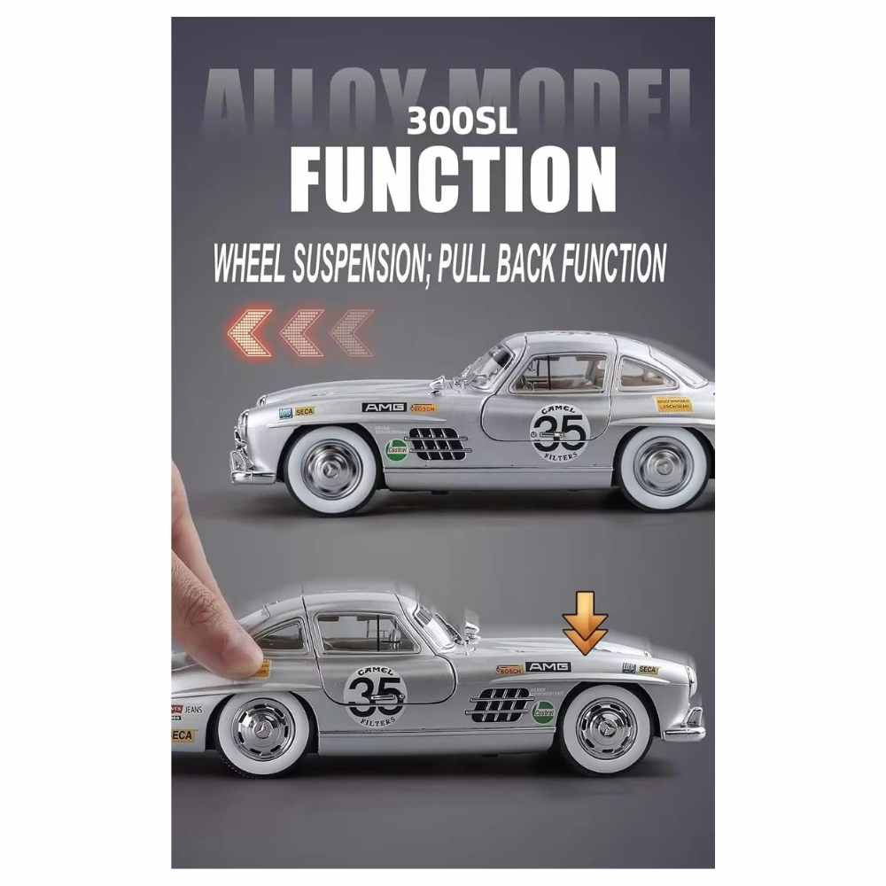 FEXXA 1:24 Scale Ben-Z 300SL Die-Cast Metal Car With Sport Car