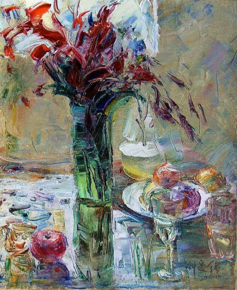鍾定強 「静物」 油絵 2005年 – 国際美術研究所