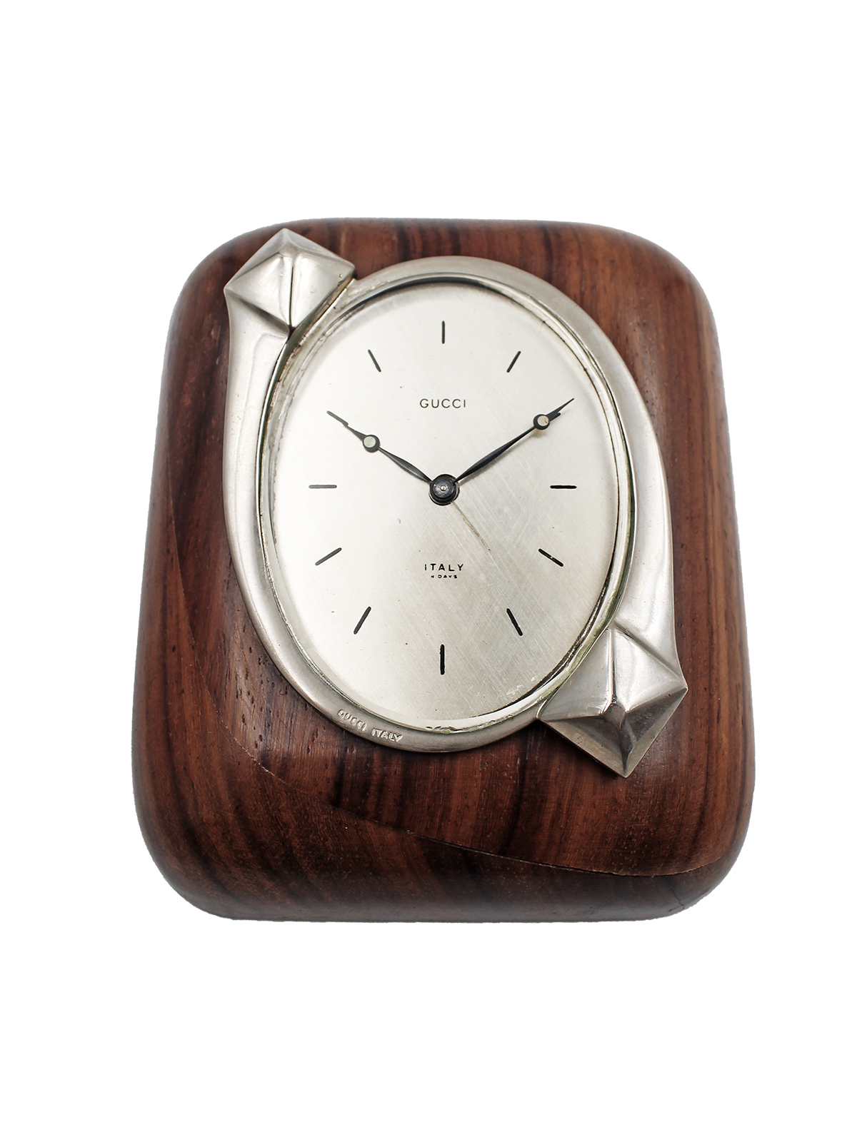 Gucci Chrome & Wood 8-Day Alarm Desk Clock c. 1960s – Fossner