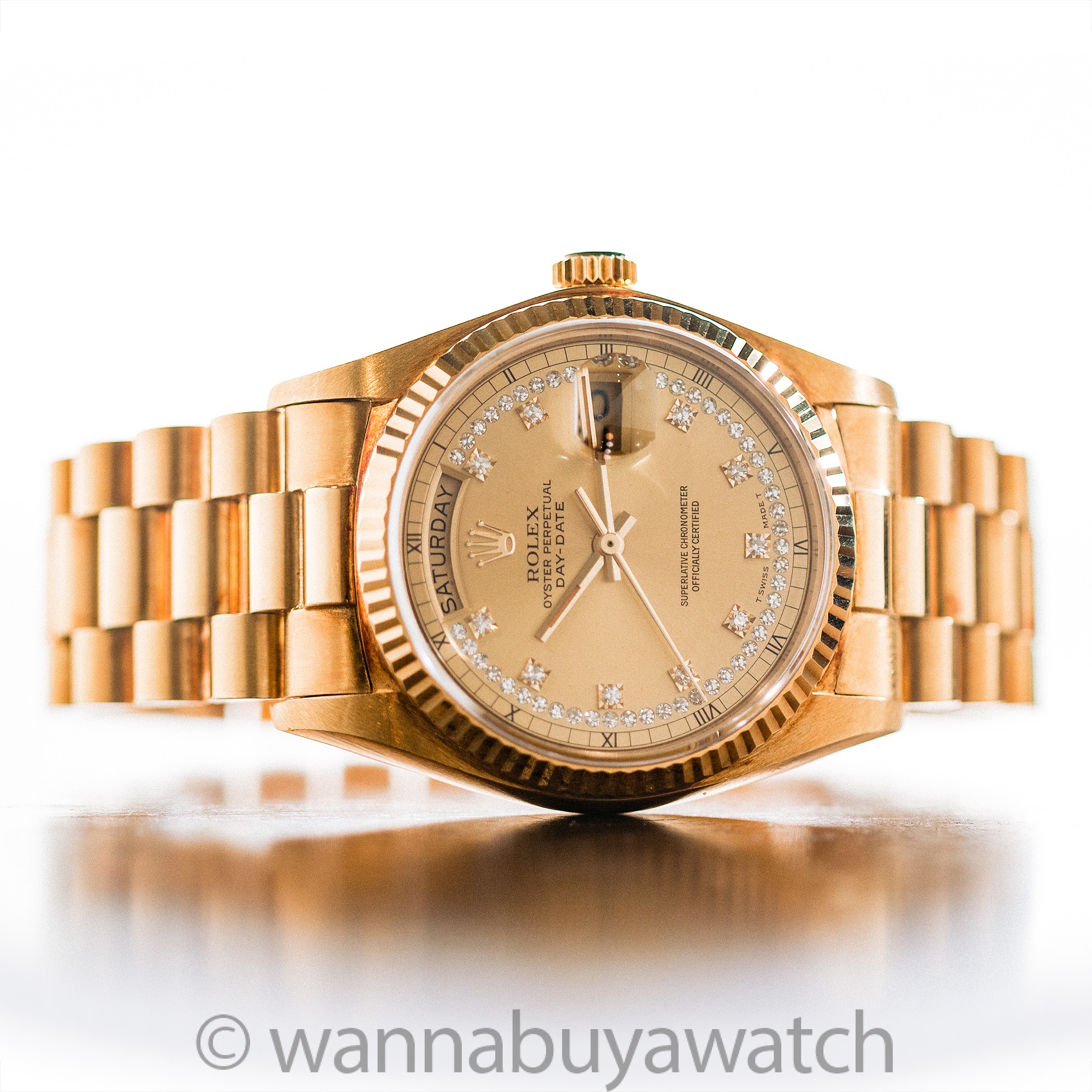 Rolex Day Date President ref 18038 18K YG Diamond String Dial
