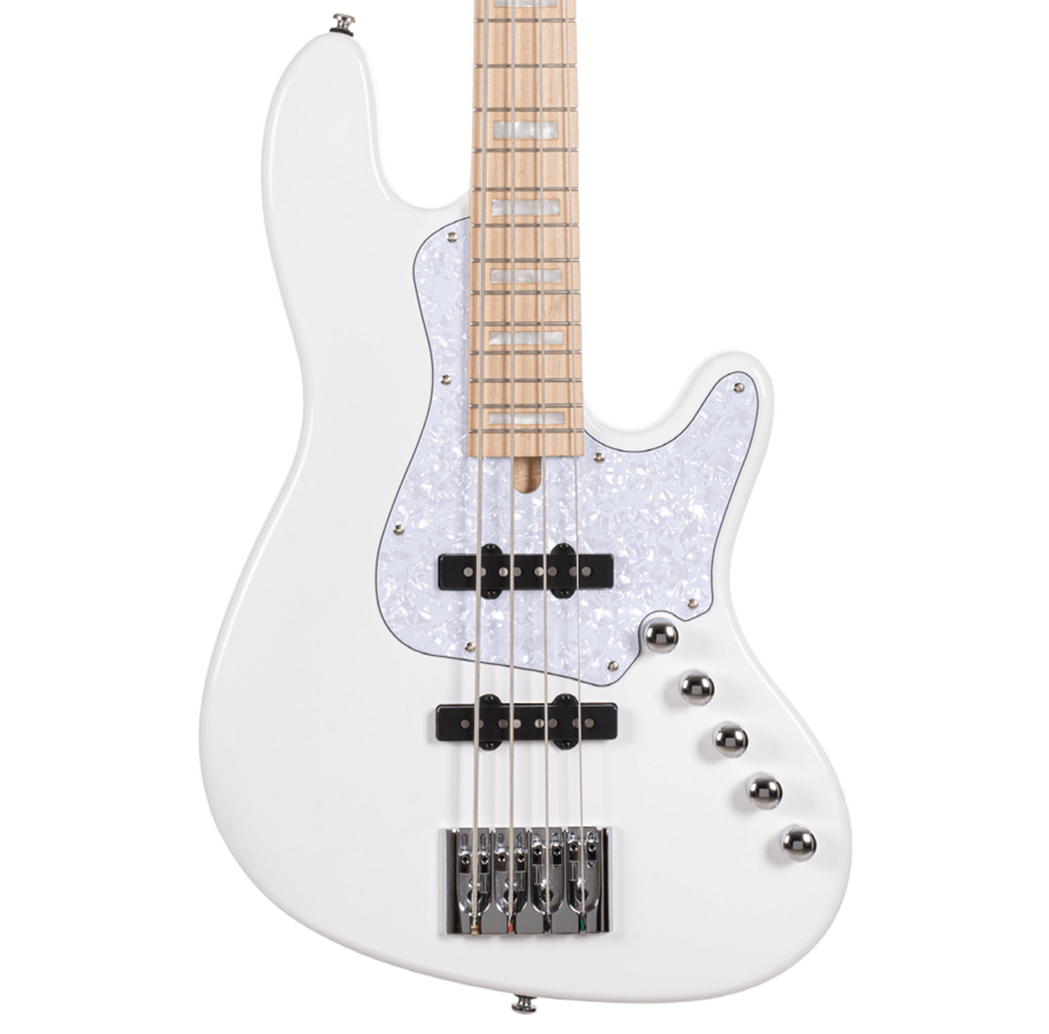 Cort Elrick NJS4 4-String Bass Guitar, White Finish w/ Maple
