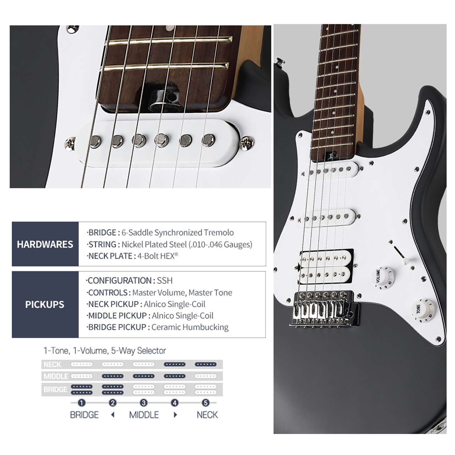 HEX E100 Electric Guitar with Gigbag – Tone Garages