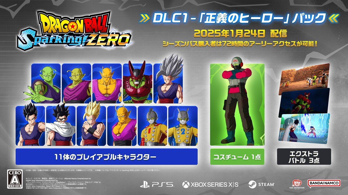 ドラゴンボール Sparking! ZERO」にてDLC1「正義のヒーロー」パックが1
