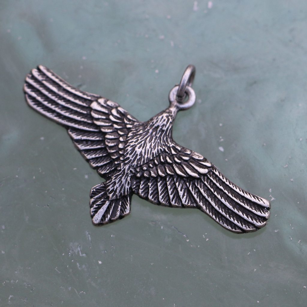 Flying CROW - Raven, zinc pendant viking pendants Wulflund
