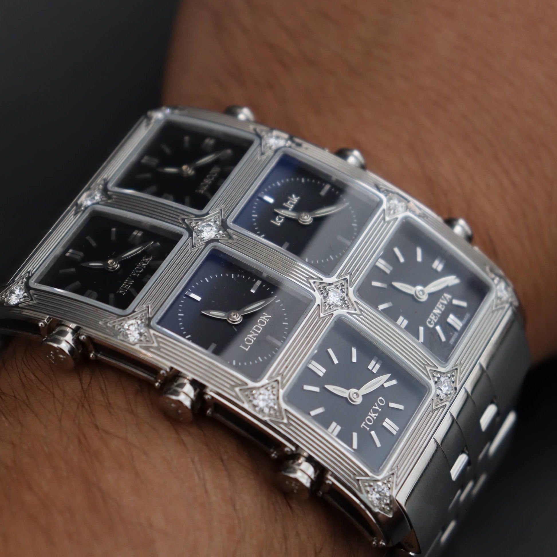 Ambassador Black 1.5ct 6 Time Zone Watch | IceLink