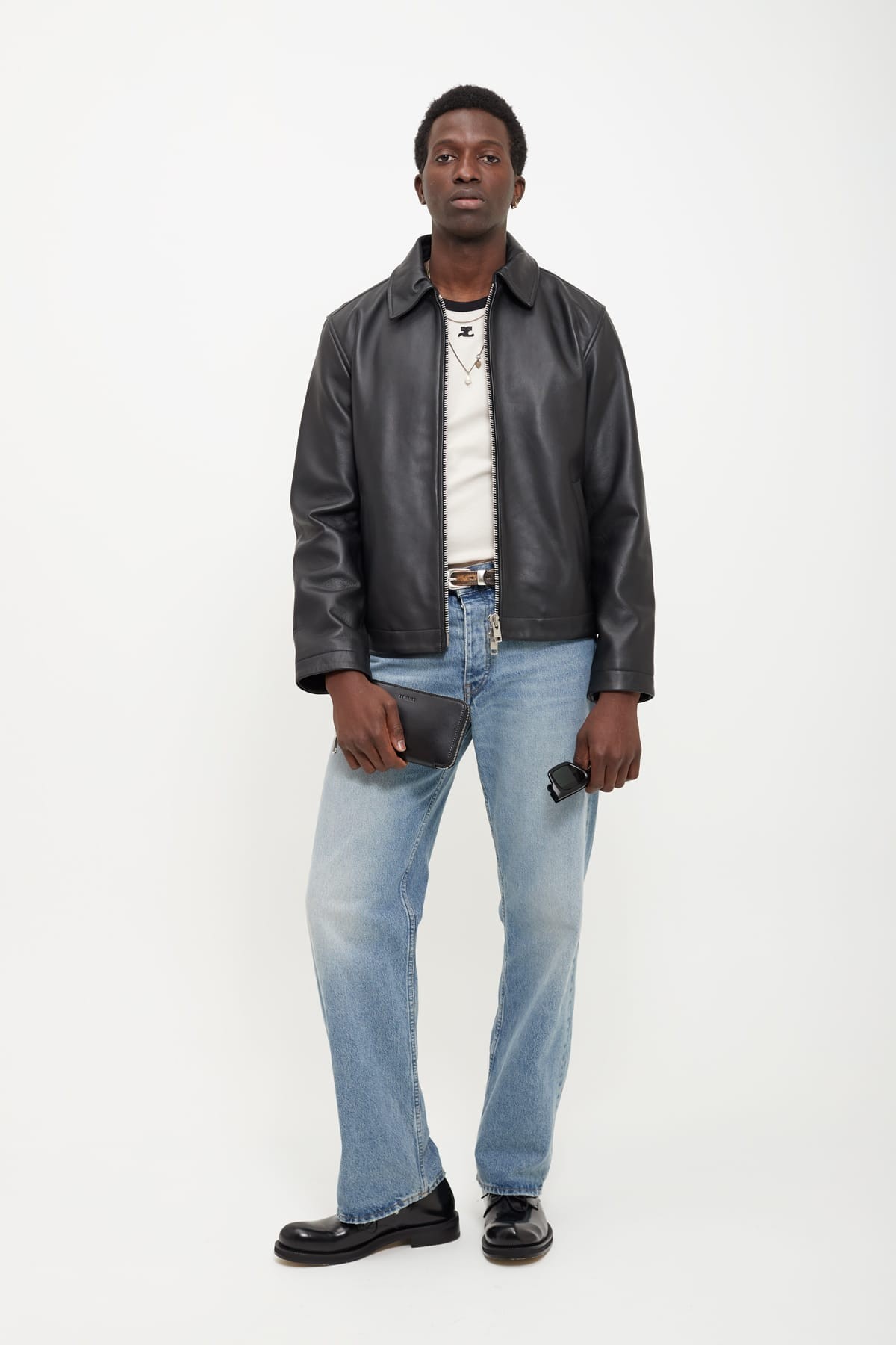 SUNFLOWER BLACK SHORT LEATHER JACKET | IAMNUE