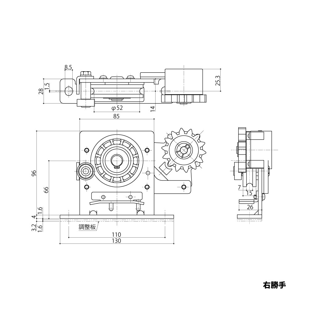 上吊り車 HDT-270（戸袋側用・制動ユニット付き）｜引戸クローザー用