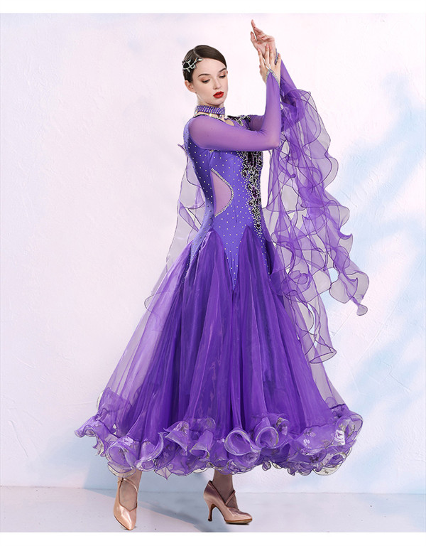 送料無料】社交ダンス ワンピース モダンドレス 大きいサイズ 長袖