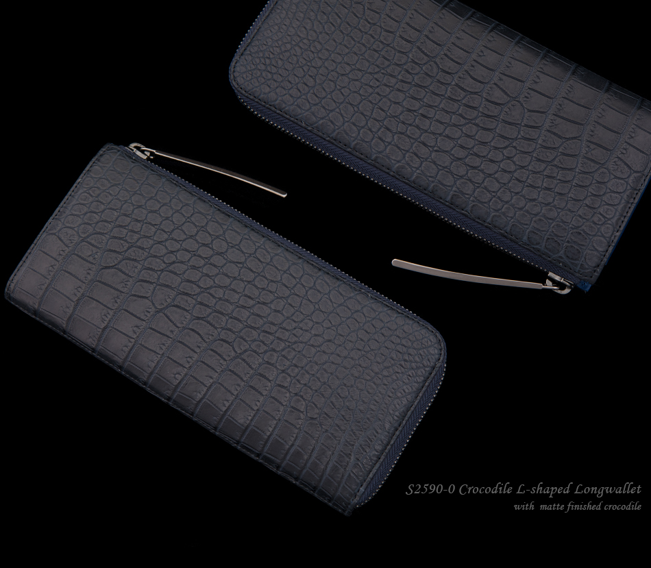池田工芸】クロコダイルの老舗が贈るマットクロコダイルL字長財布【4月