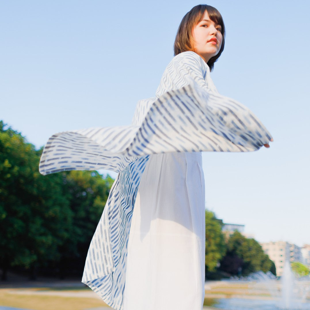 日本の伝統美 JAPAN BLUE【藍染め縞】旅する久留米絣羽織り | 天然藍